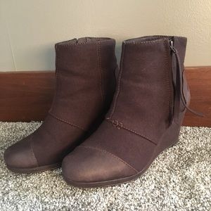 TOMS Suede Wedge Boots